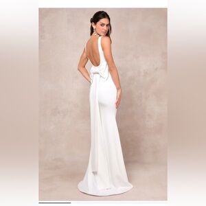 Loving Fate White Bow Square Neck Backless Maxi Dress Lulus XS